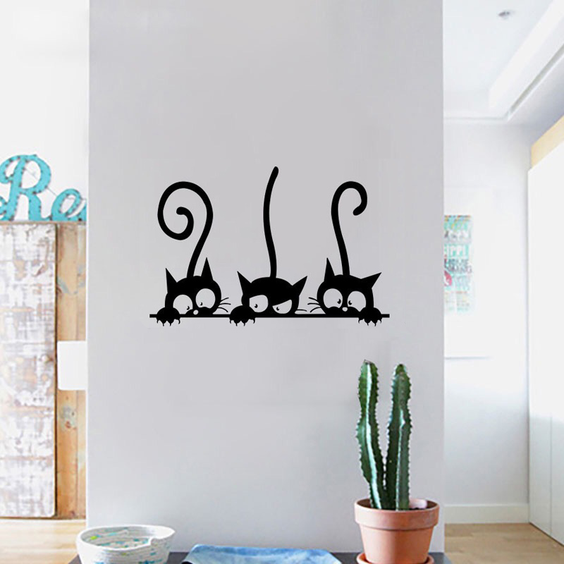 Kids Education Quotes - Adesivi Murali con Tre Gatti Divertenti,