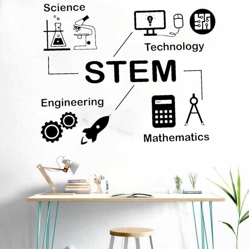 Kids Education Quotes - STEM adesivi murali scienza tecnologia ingegneria